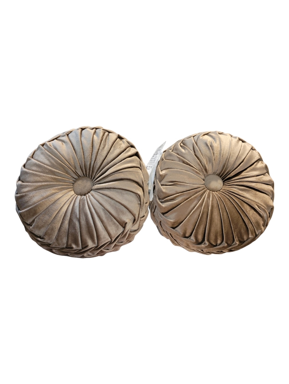 NWOT 2 Vintage Inspired Tan Velvety Round Ornate Throw Pillows Pillow